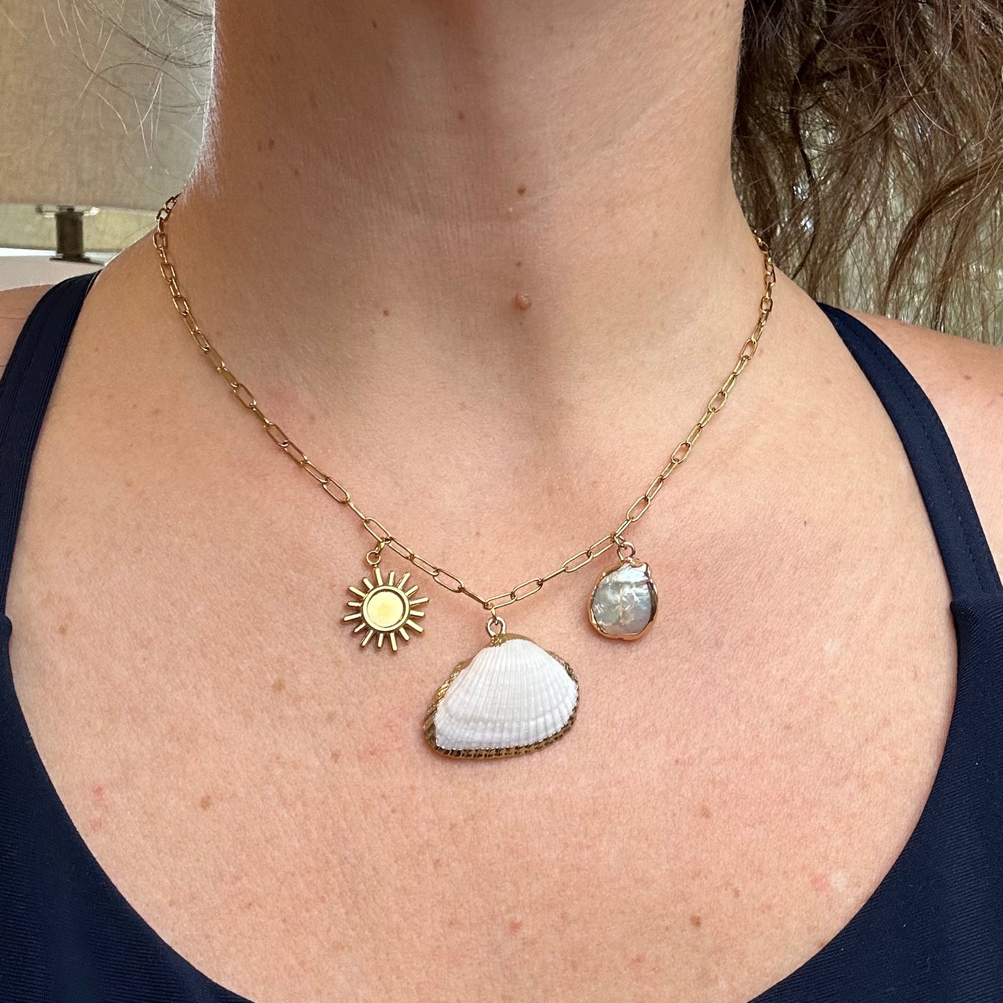 Sunshine Simplicity Seashell Charm Necklace
