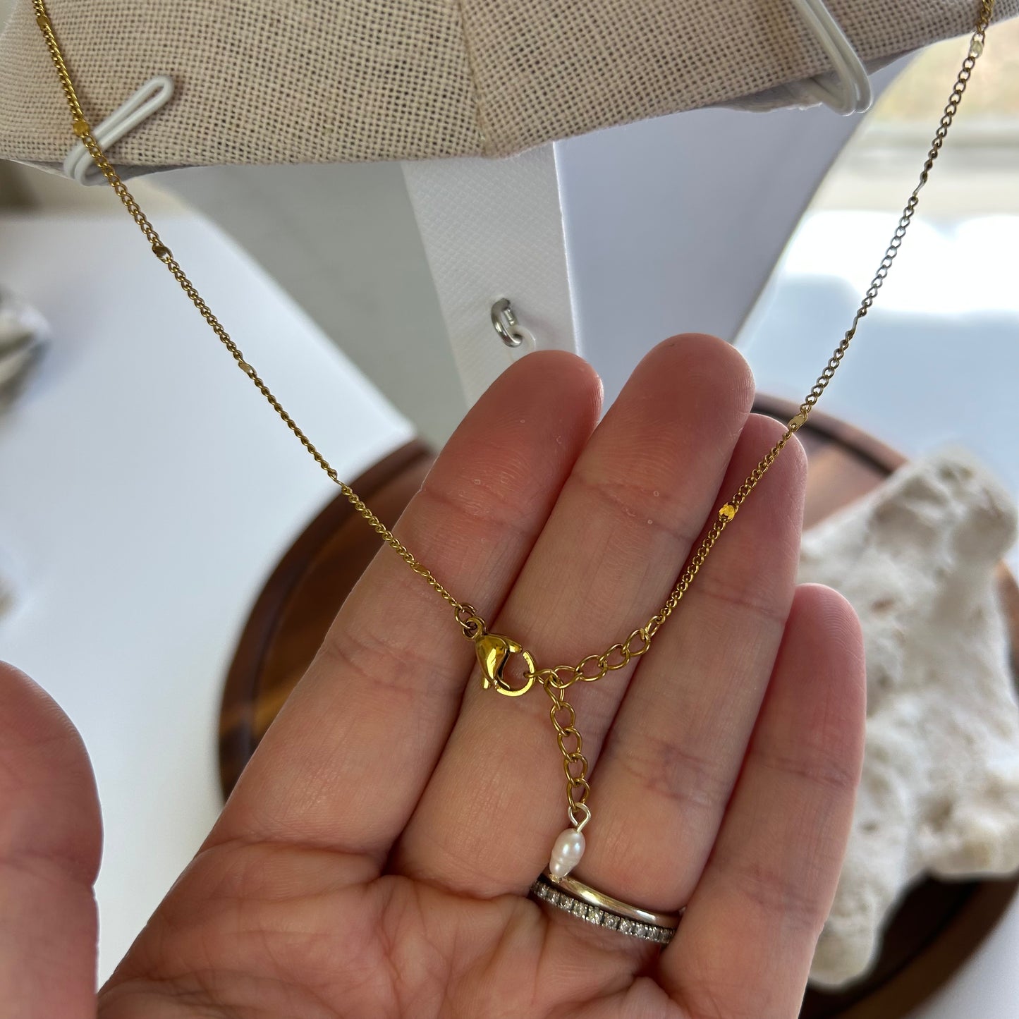 Dainty Neutral Shell & Pearl Drop Necklace