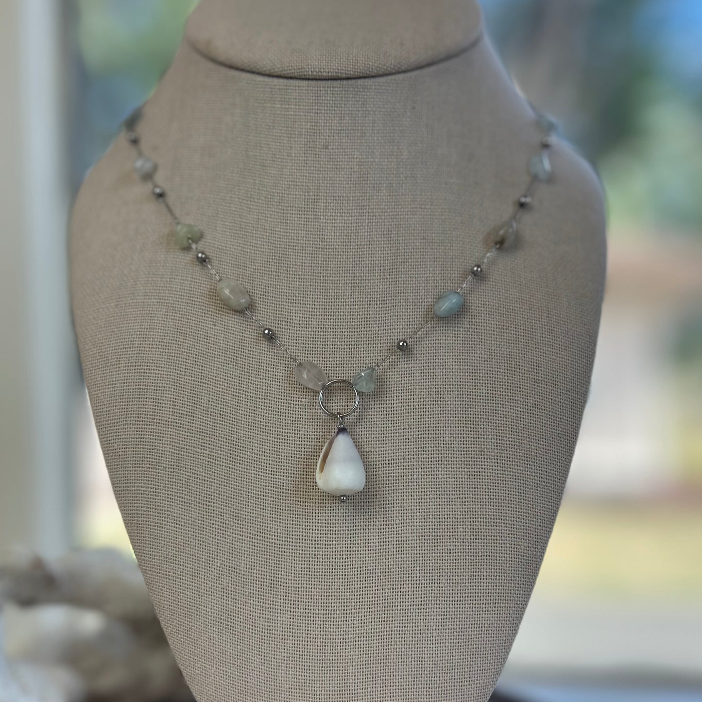 Pastel Stone and Cone Shell Necklace