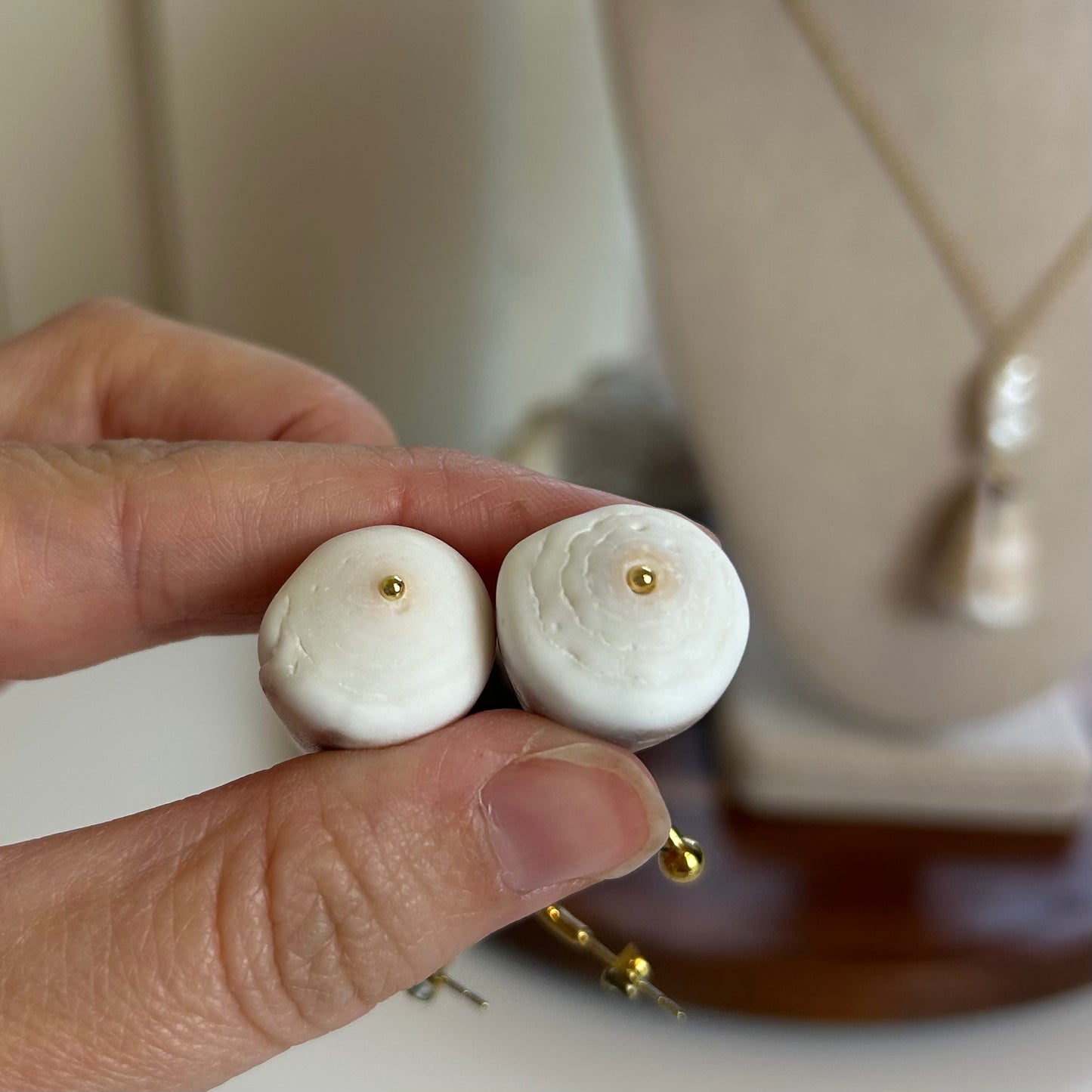 Neutral Pastel Cone Shell Earrings