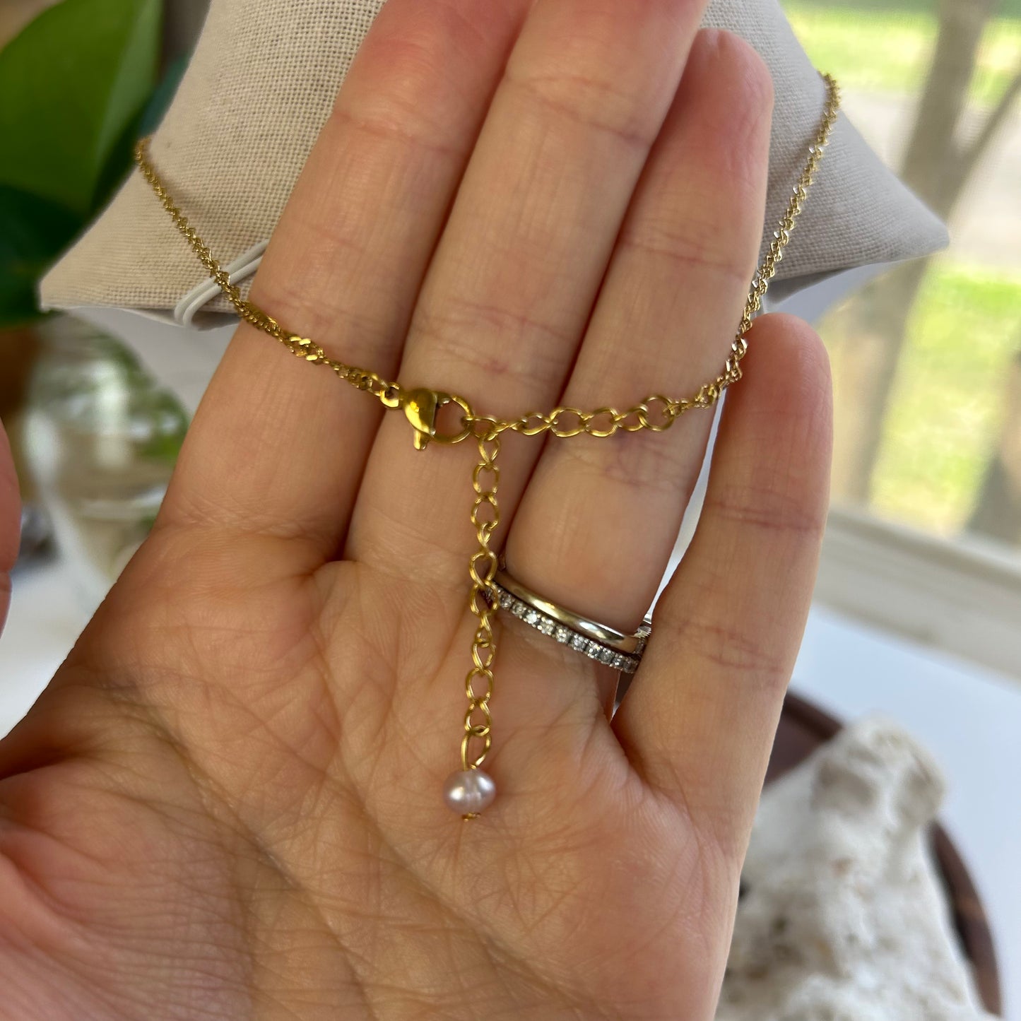 Pearl Drop Scallop Shell Necklace