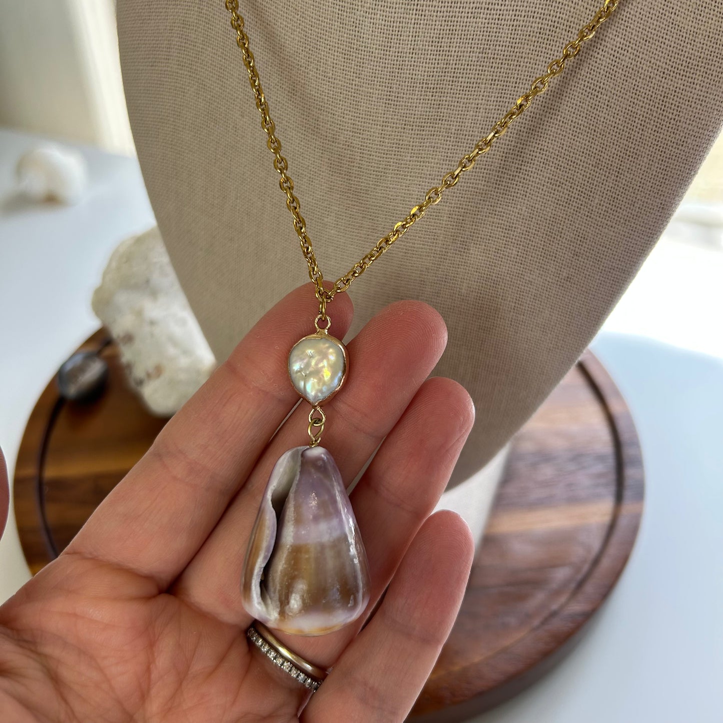 Purple Cone Mother of Pearl Luxe Necklace