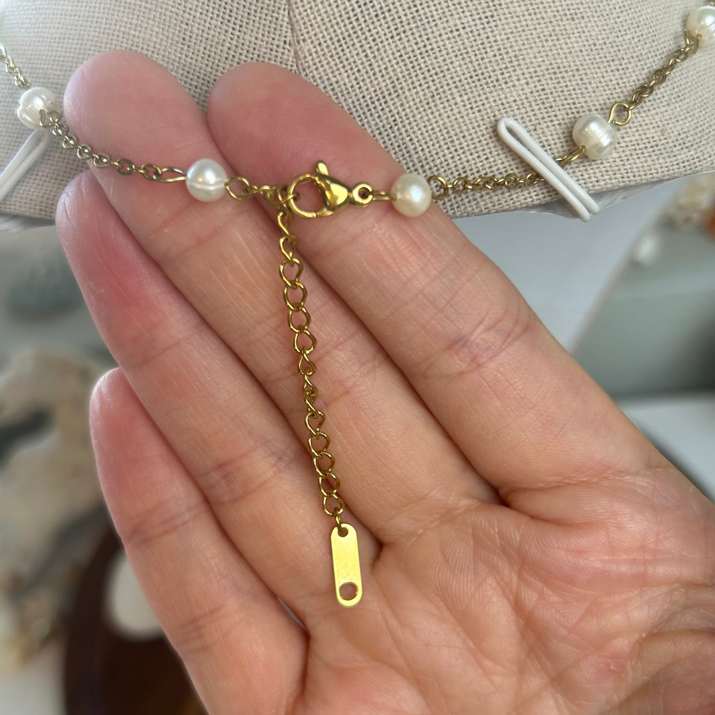 Seashell Conch & Pearls Pendant Necklace