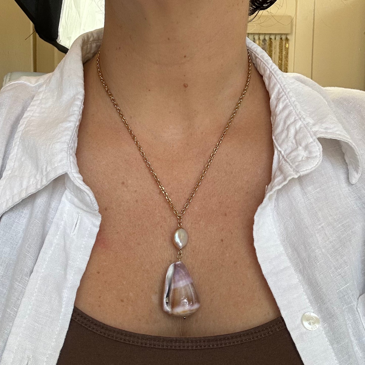 Purple Cone Mother of Pearl Luxe Necklace