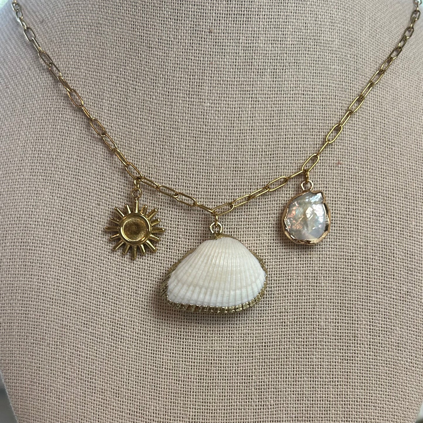 Sunshine Simplicity Seashell Charm Necklace