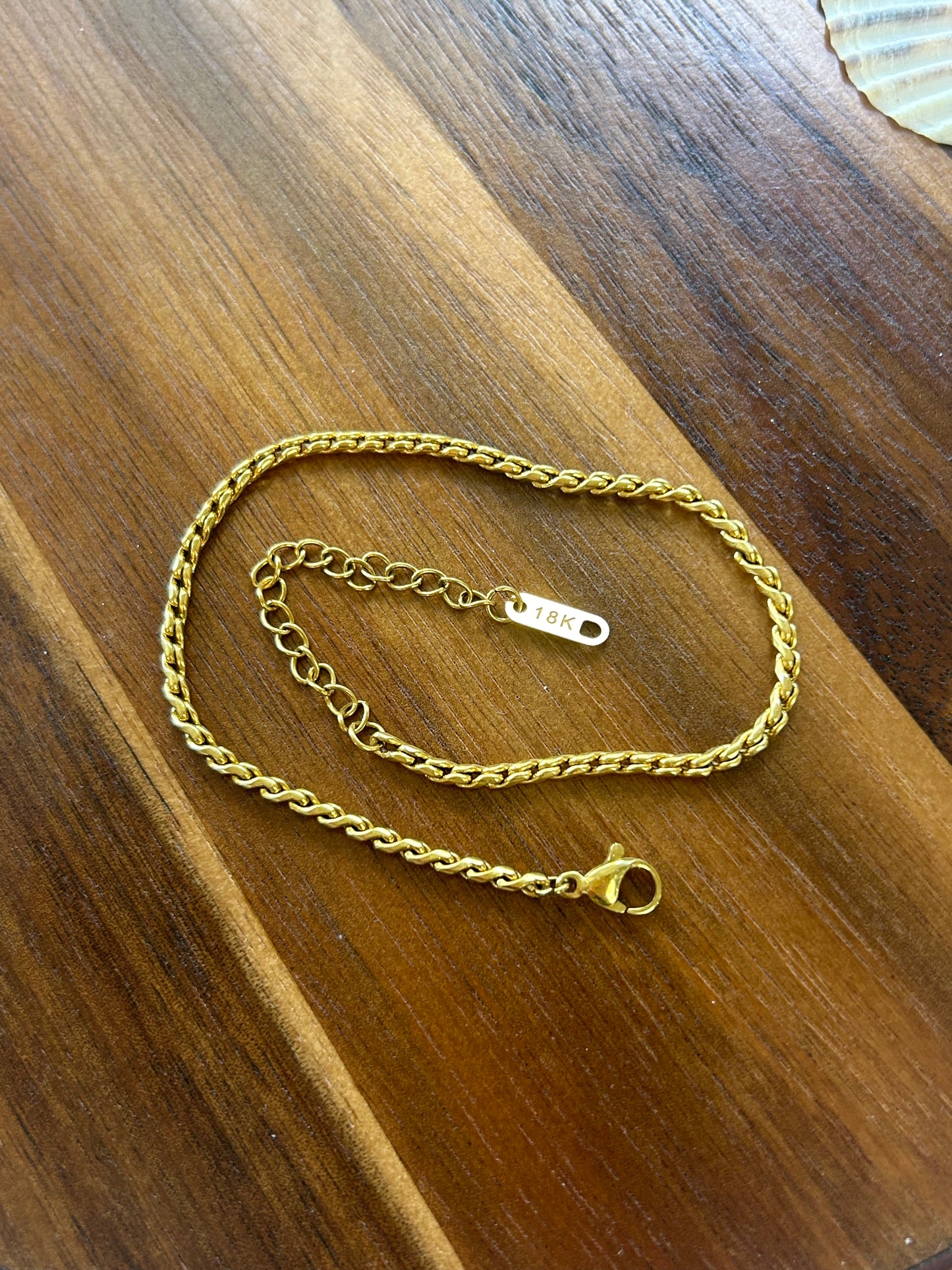 Nautical Rope 18k Gold Plated Anklet Braided
