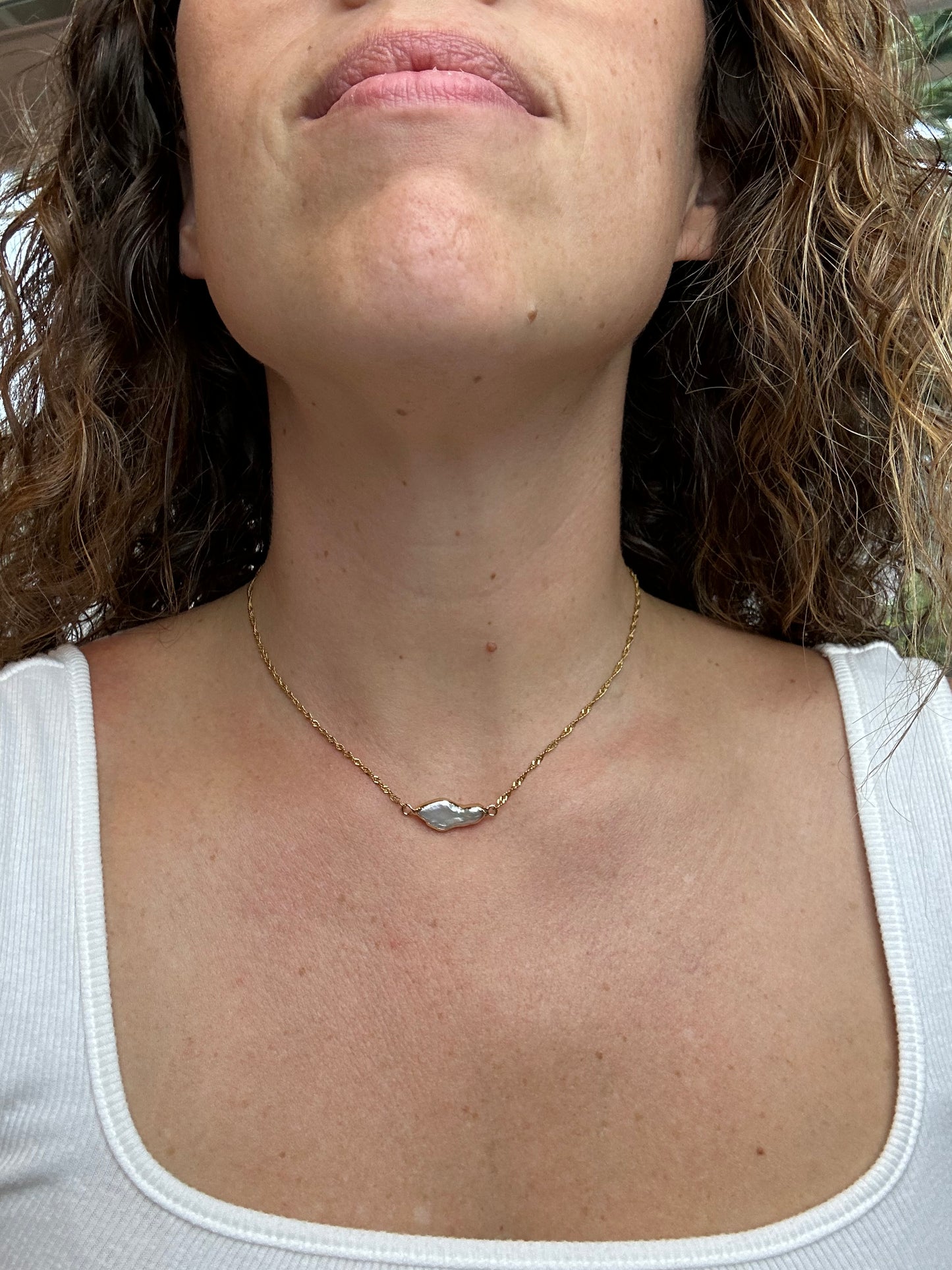 Fluid Form Mother of Pearl Elegant Twist Necklace