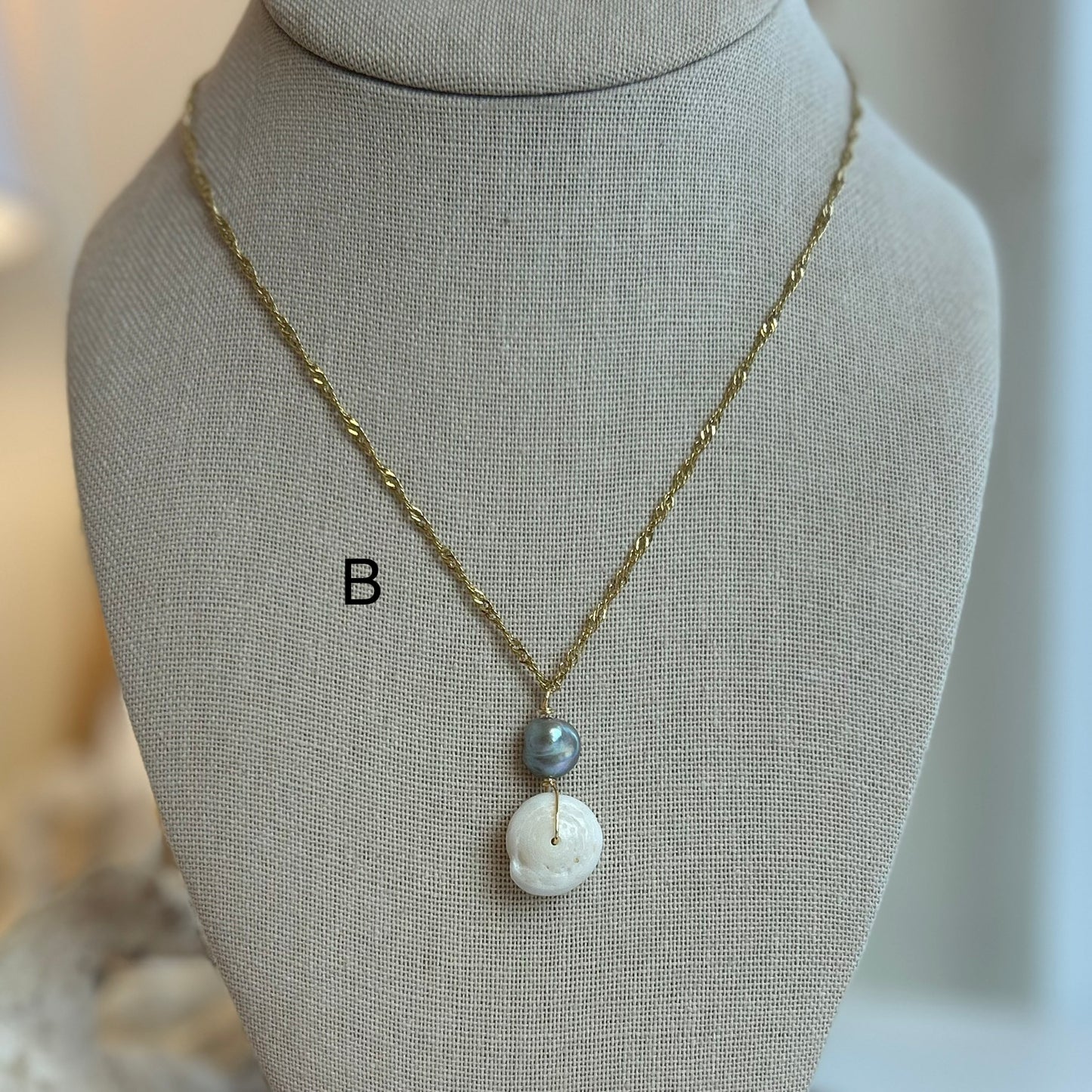 Puka & Pearl Pendant Necklace