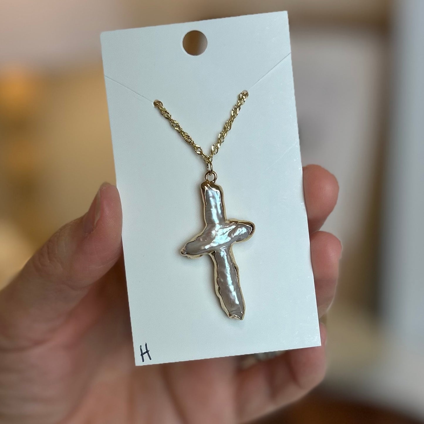 Pearl Cross Dainty Twist Necklace