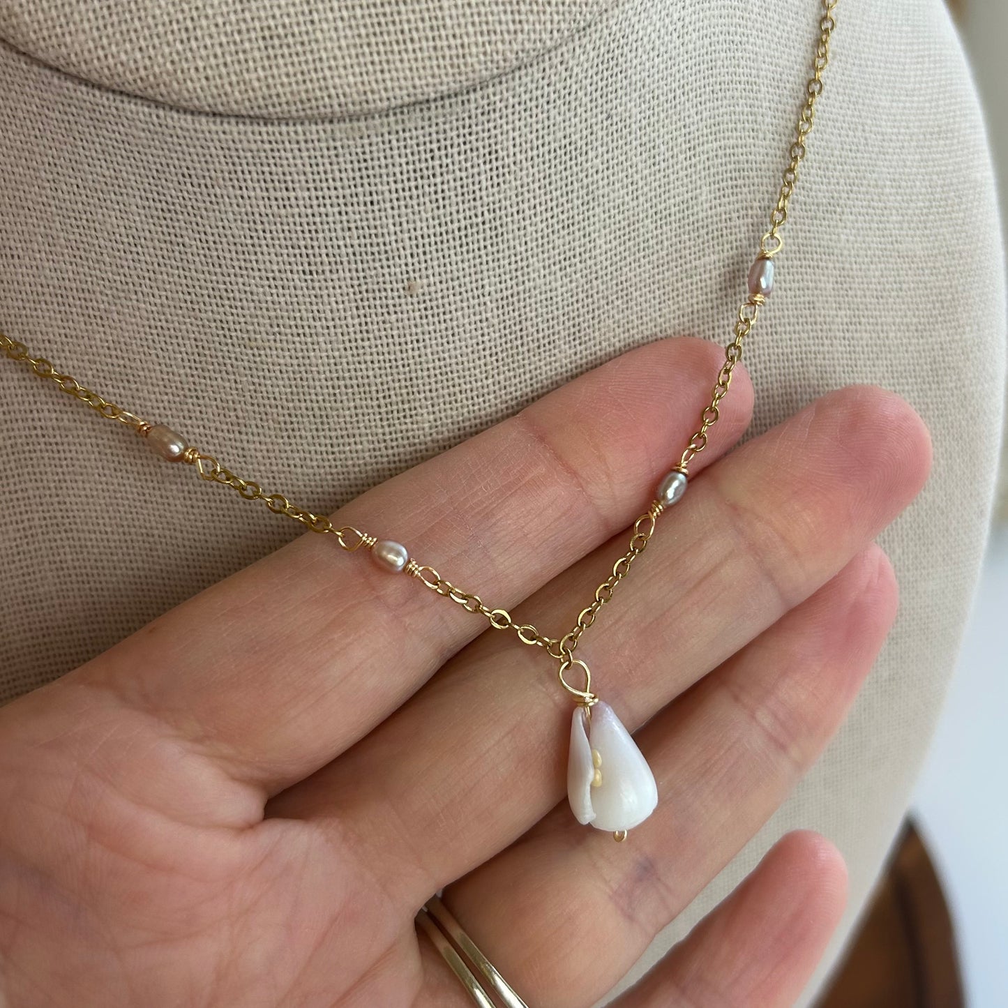 Dainty Pearl Charm Necklace