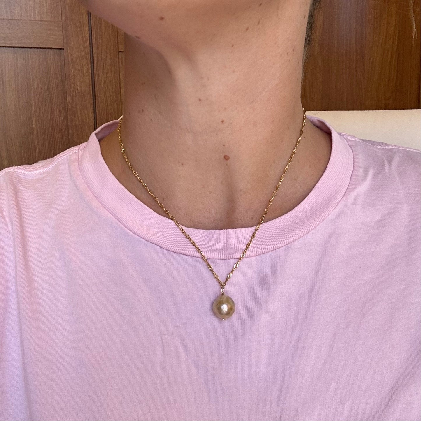 Yellow Honey Freshwater Pearl Pendant Necklace