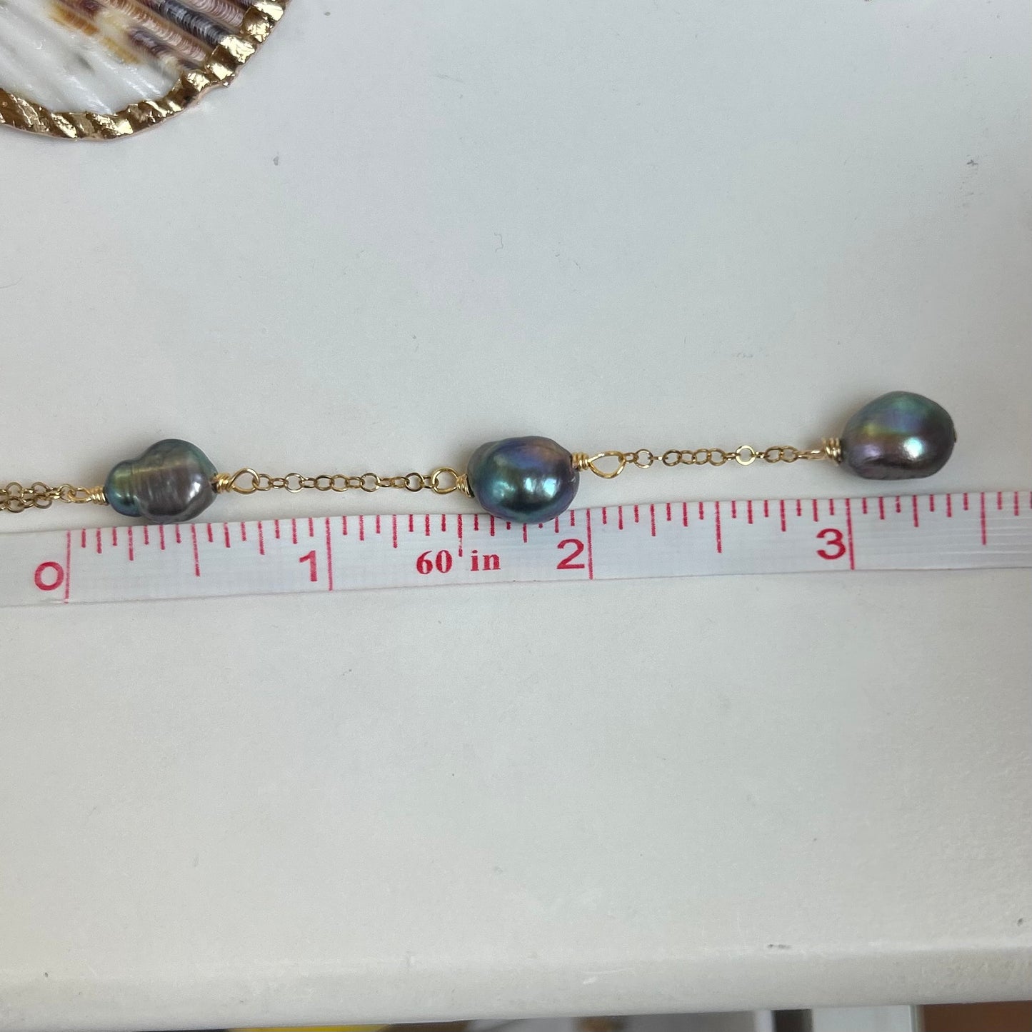 Triple Dark Pearl Long Drop Necklace