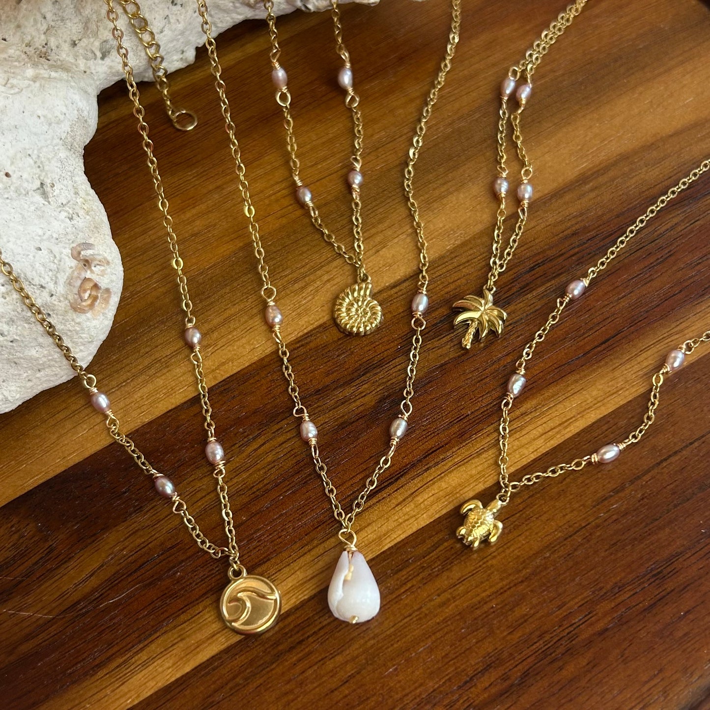 Dainty Pearl Charm Necklace