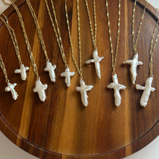 Pearl Cross Dainty Twist Necklace