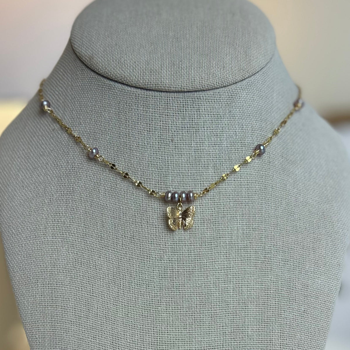 Butterfly Pearl Whimsy Necklace