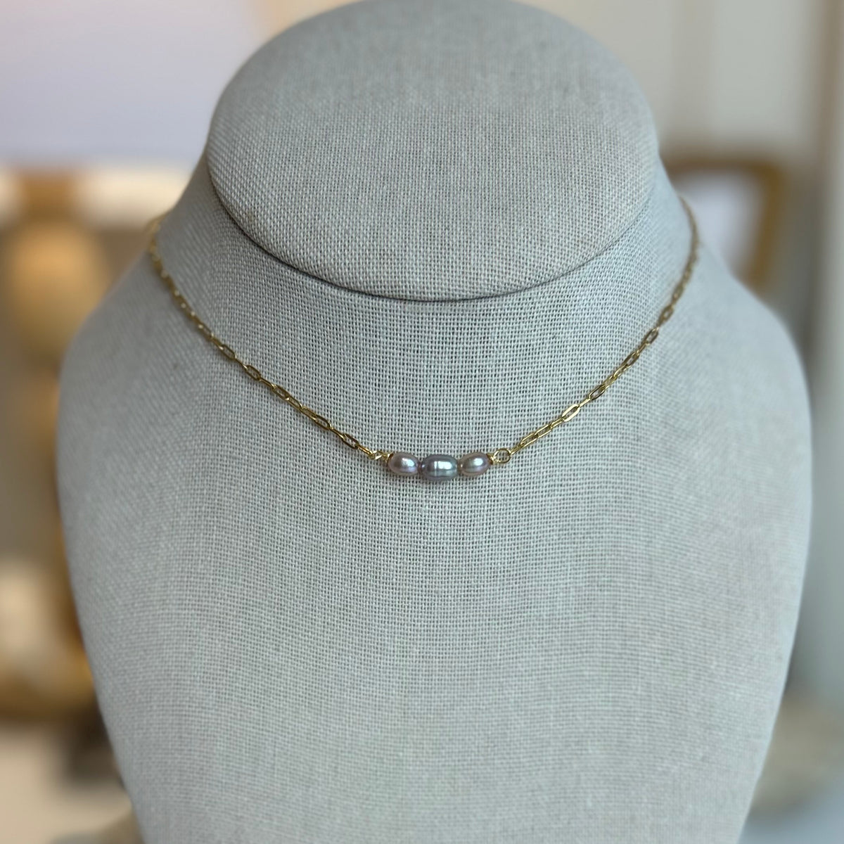 Dainty Pearl Trio Choker Necklace