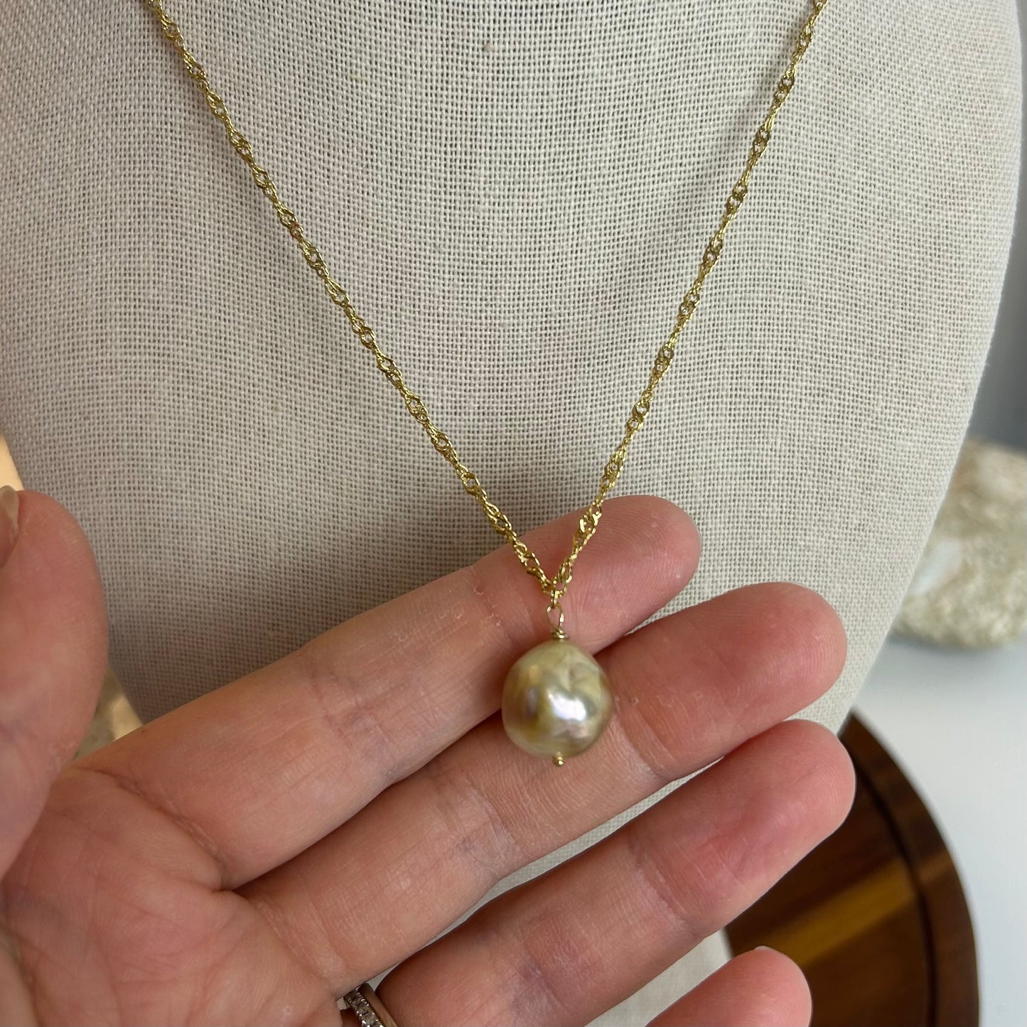 Yellow Honey Freshwater Pearl Pendant Necklace