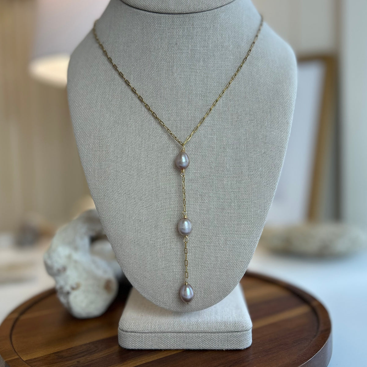 Pearl Plunge Drop Necklace
