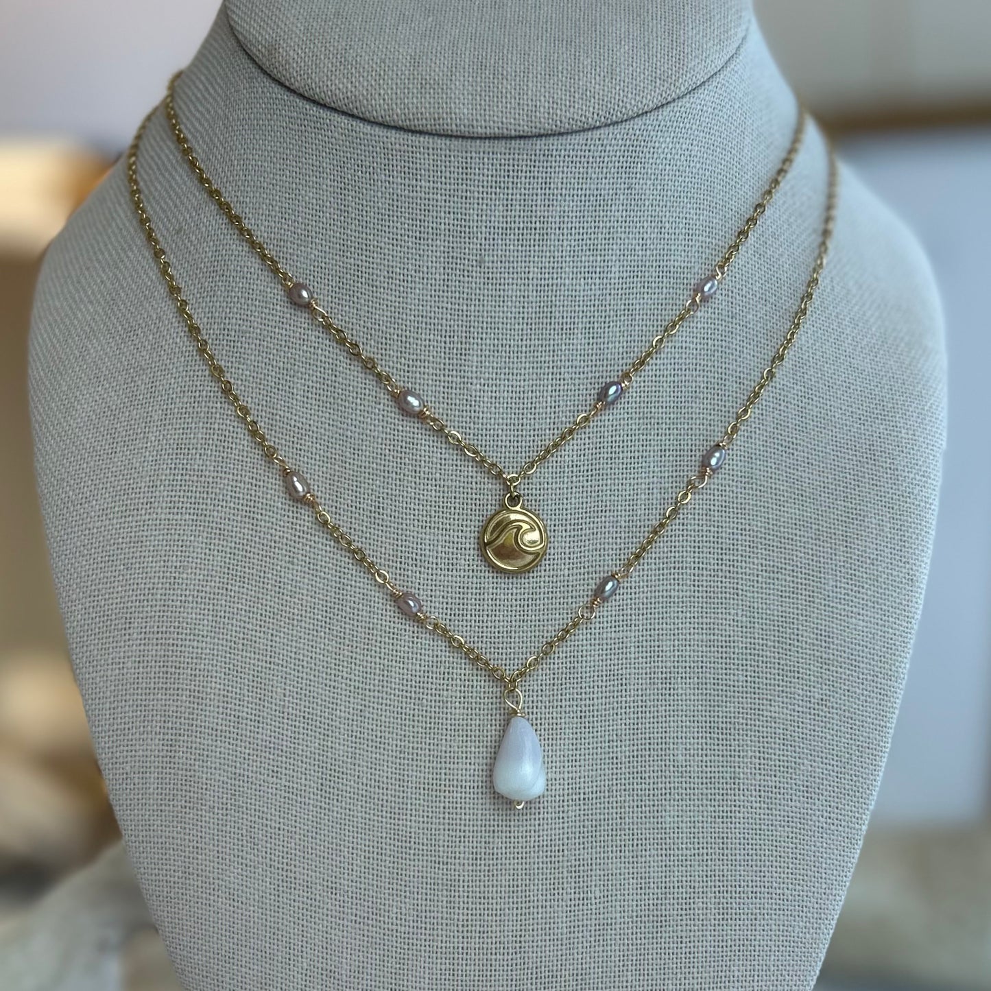 Dainty Pearl Charm Necklace