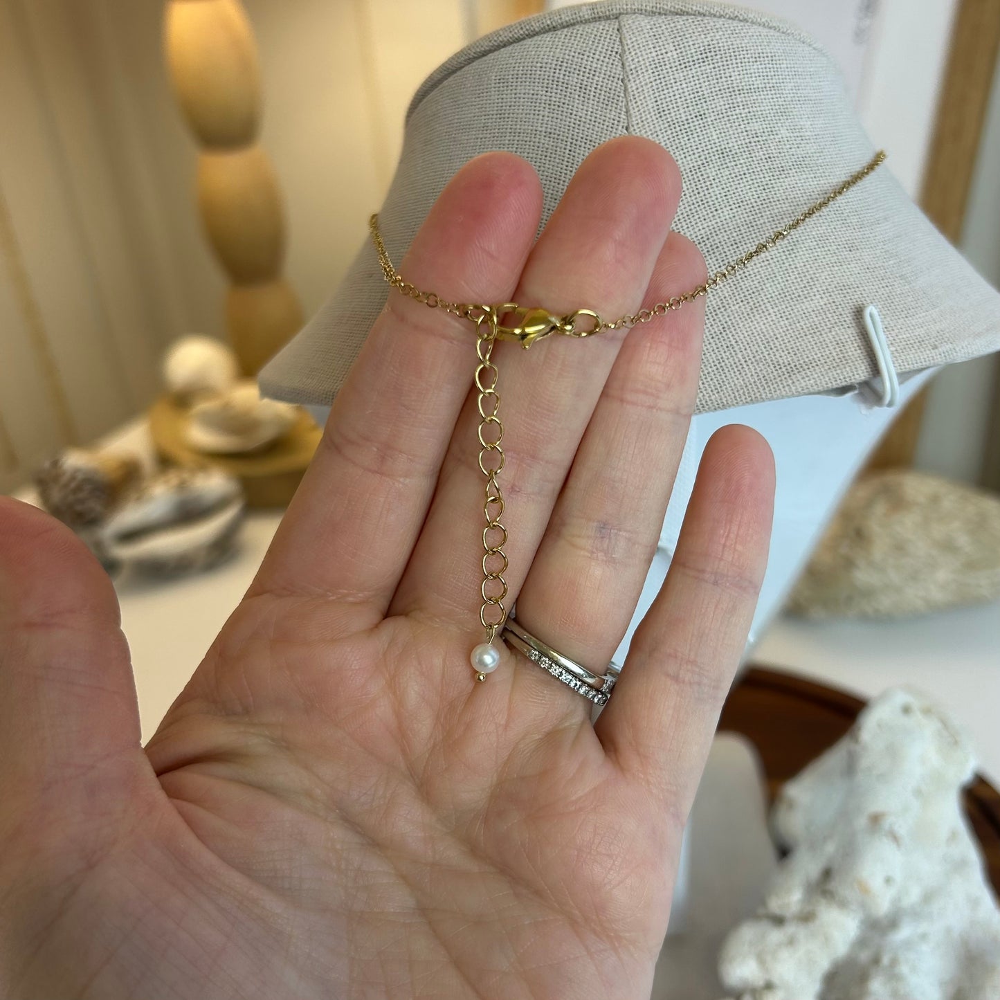 Hebrew Cone Shell & Pearls Necklace