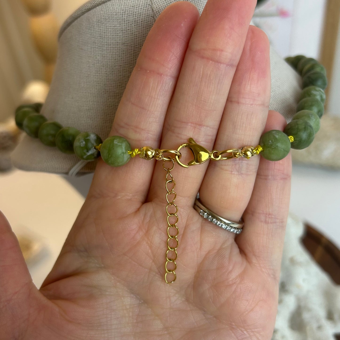 Green Stone & Shell Statement Necklace