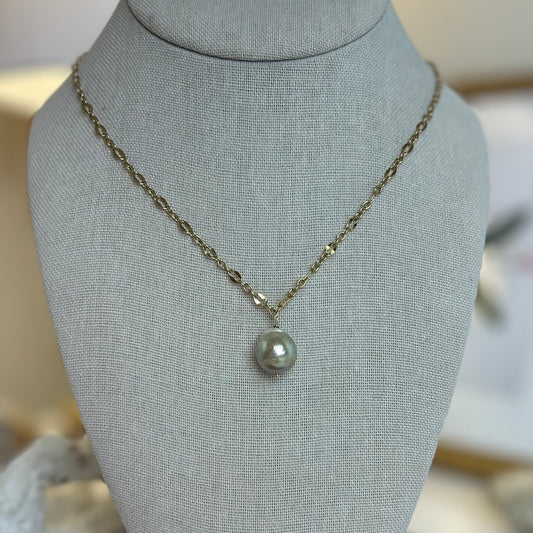 Baroque Round Honey Pearl Pendant Necklace