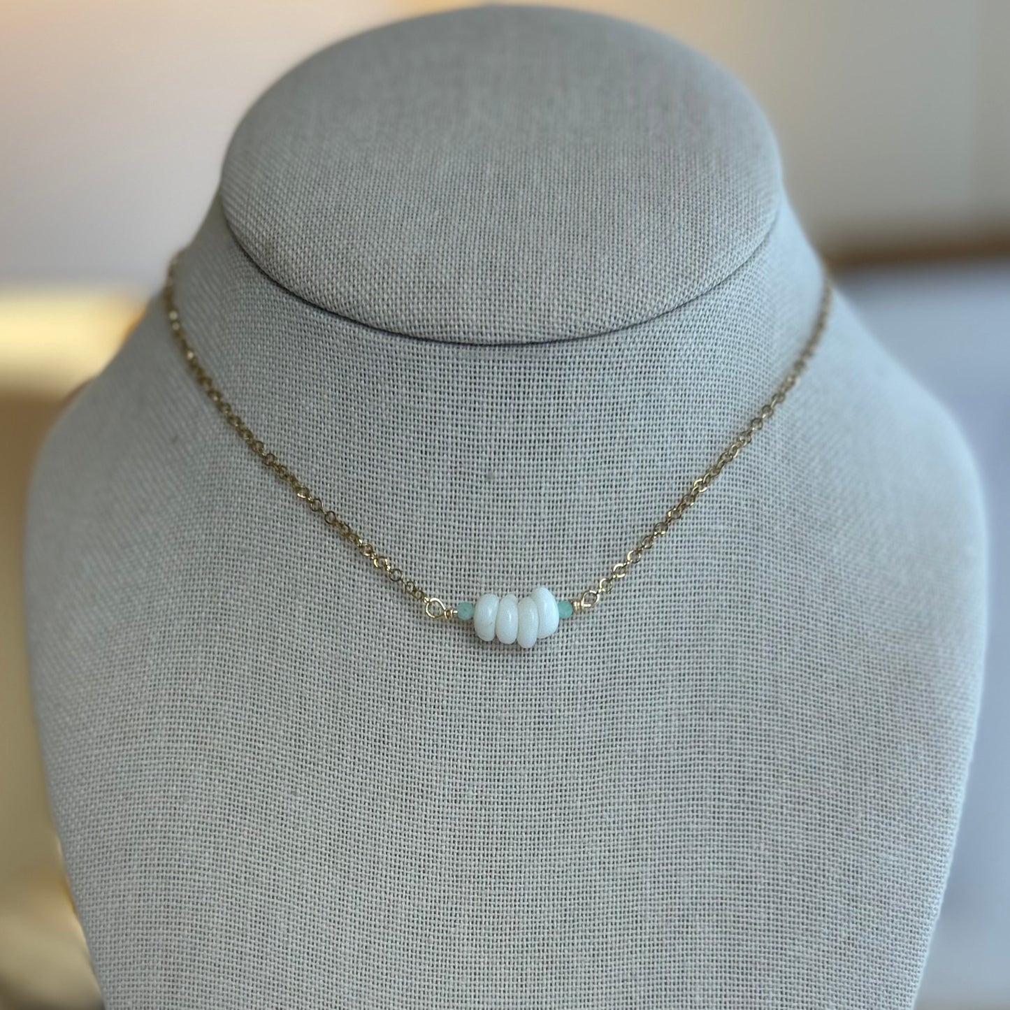 Puka Shells & Stone Dainty Choker Necklace