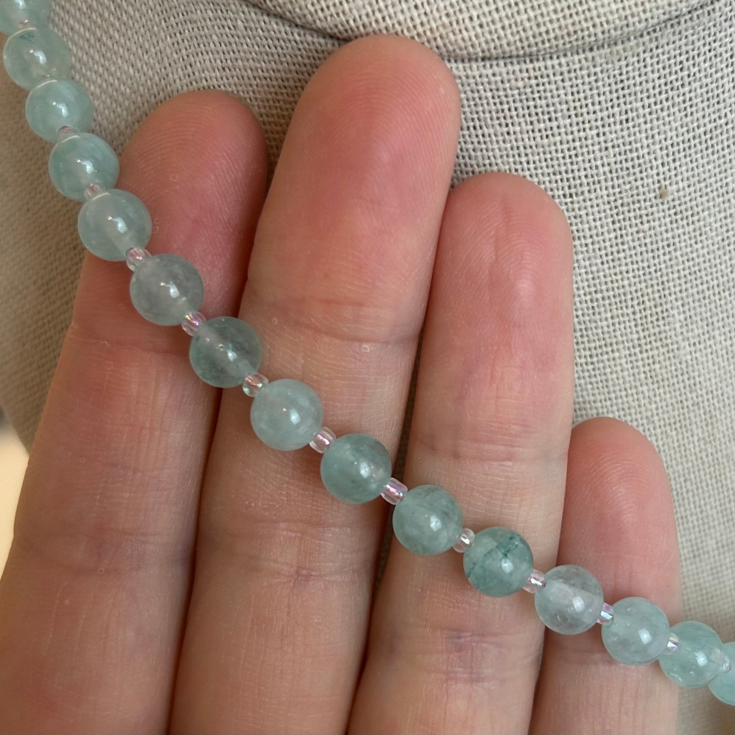 Aqua Stone Beaded Shell Necklace