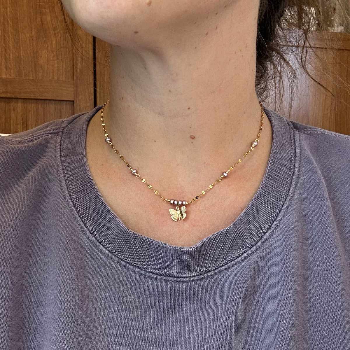 Butterfly Pearl Whimsy Necklace