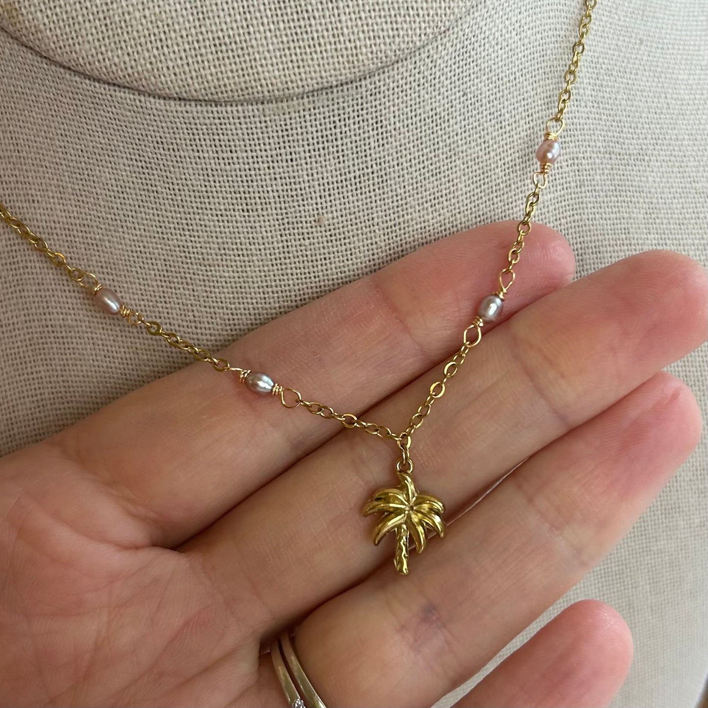 Dainty Pearl Charm Necklace