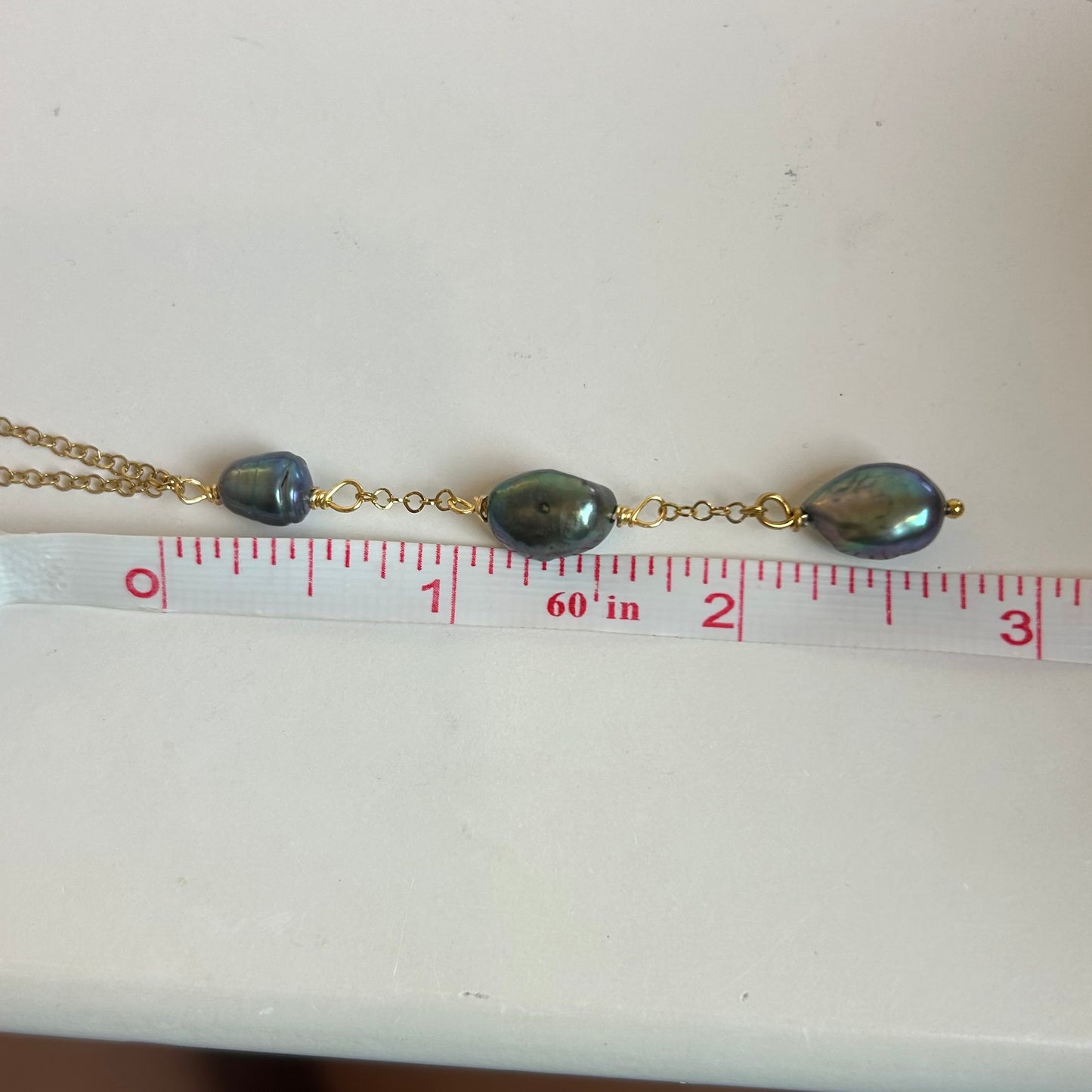 Triple Dark Pearl Drop Necklace