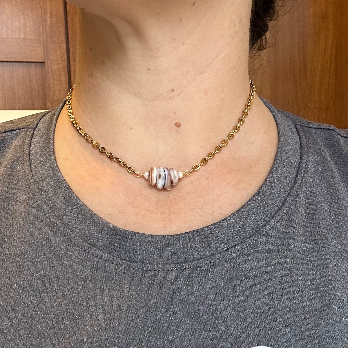 Cinnamon Puka Choker Necklace