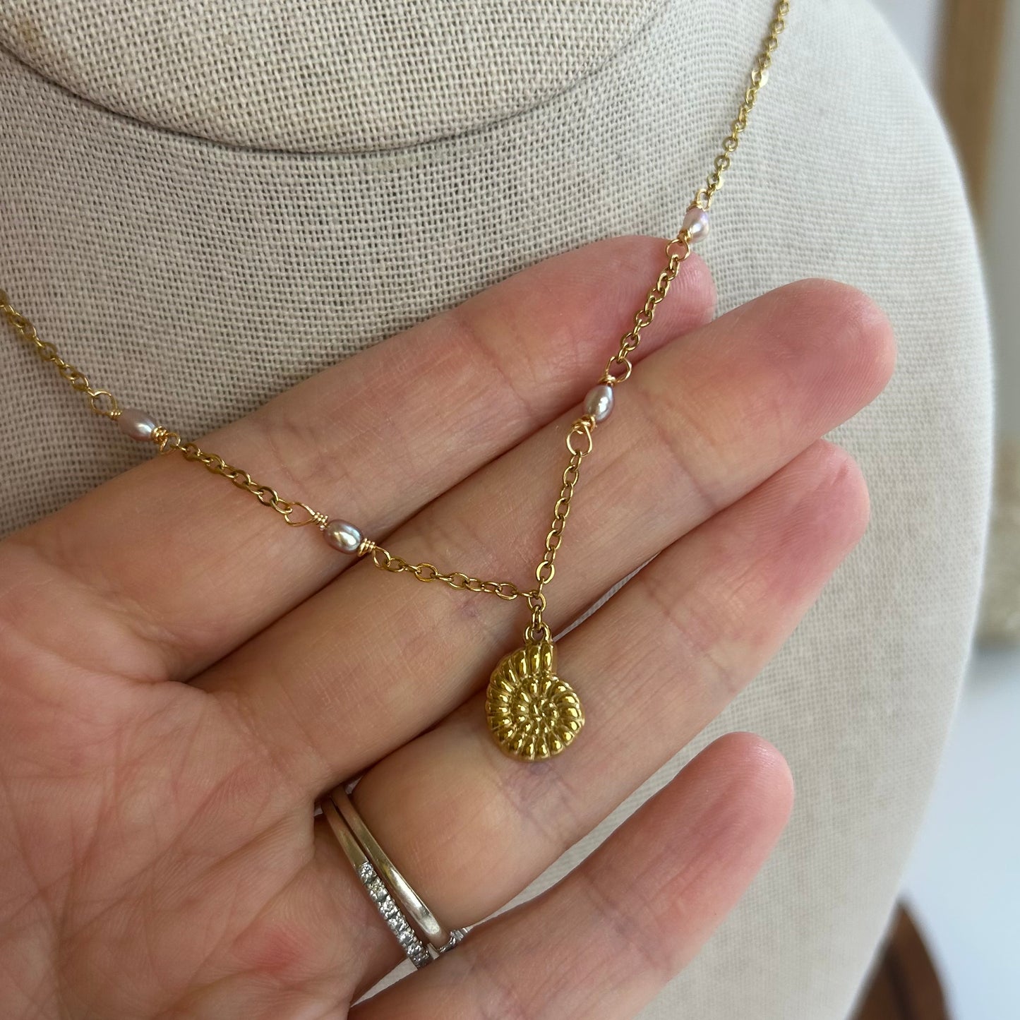 Dainty Pearl Charm Necklace