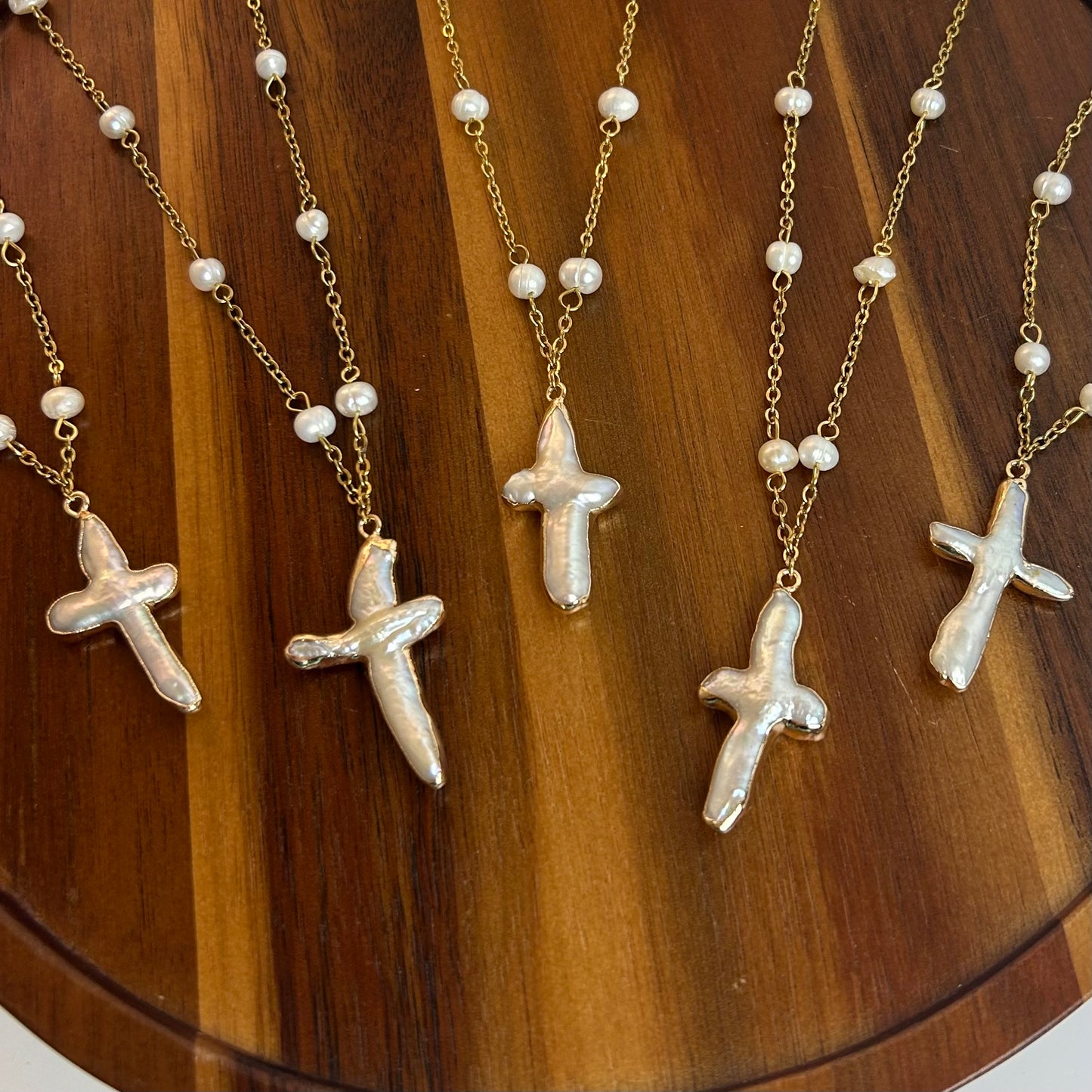 Pearl Cross Beaded Necklace