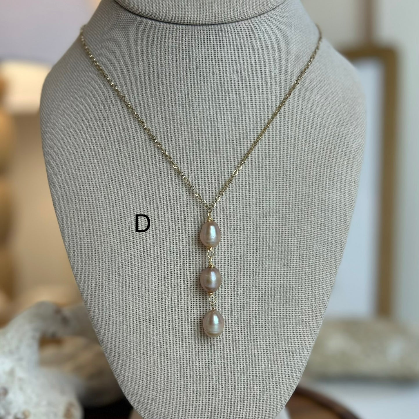 Lavender Pearl Triple Drop Necklace