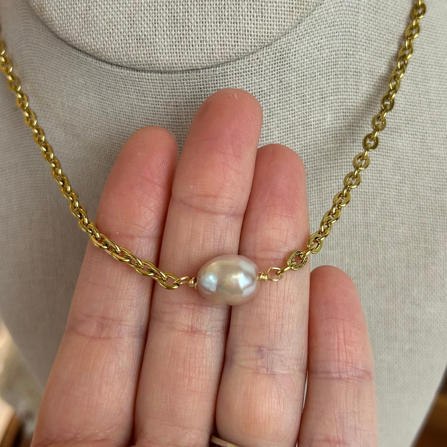 Lavender Pearl Rolo Necklace
