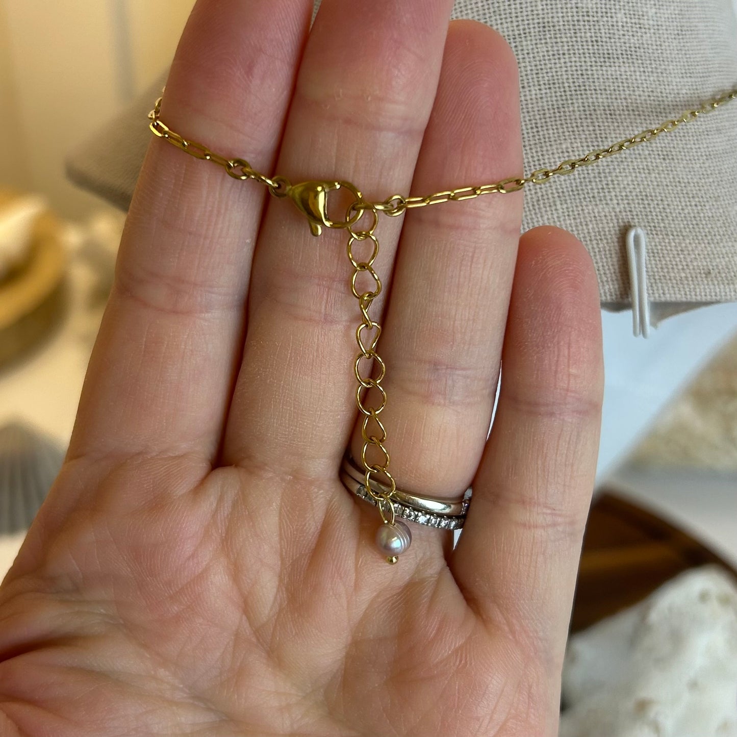 Lavender Triple Pearl Long Drop Necklace