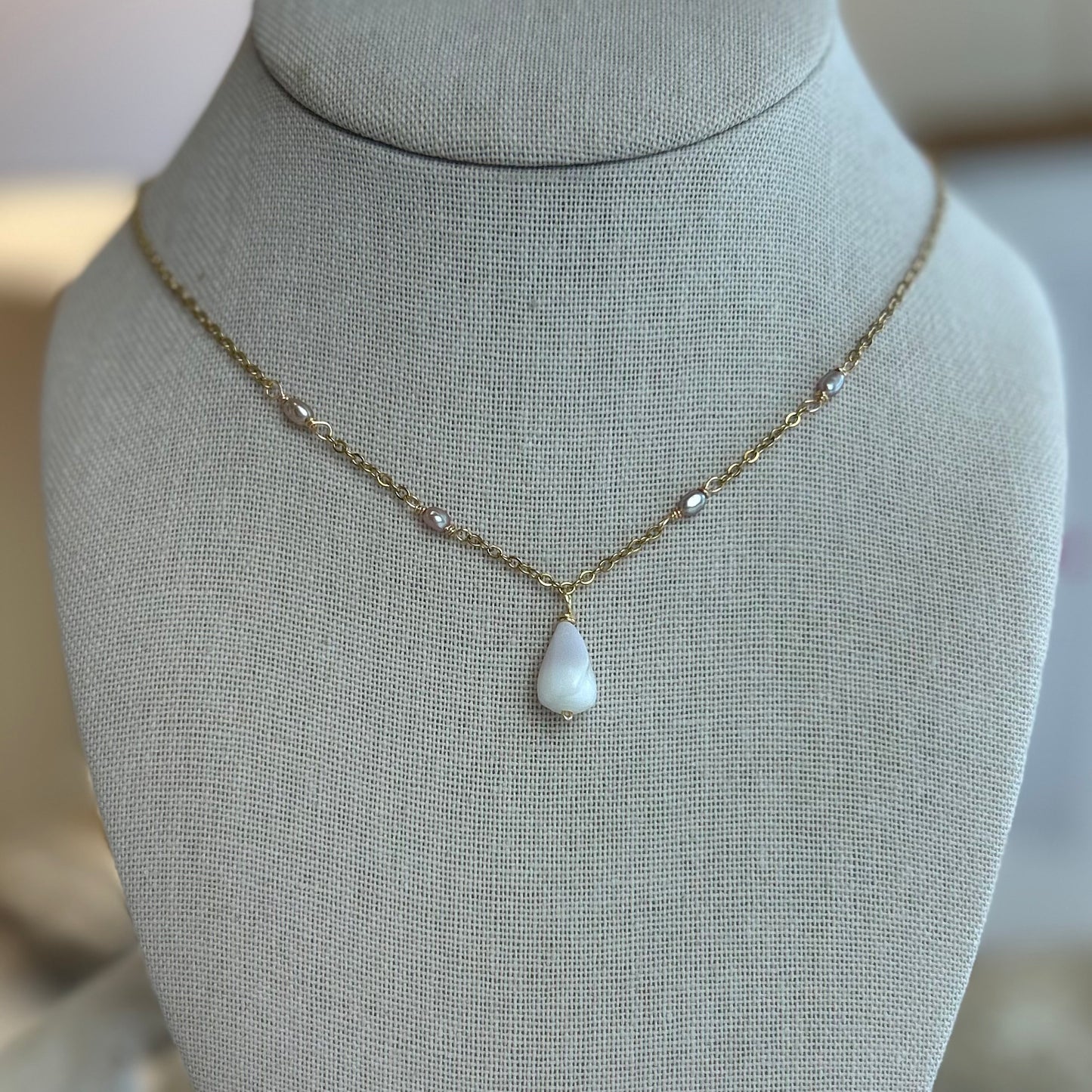 Dainty Pearl Charm Necklace