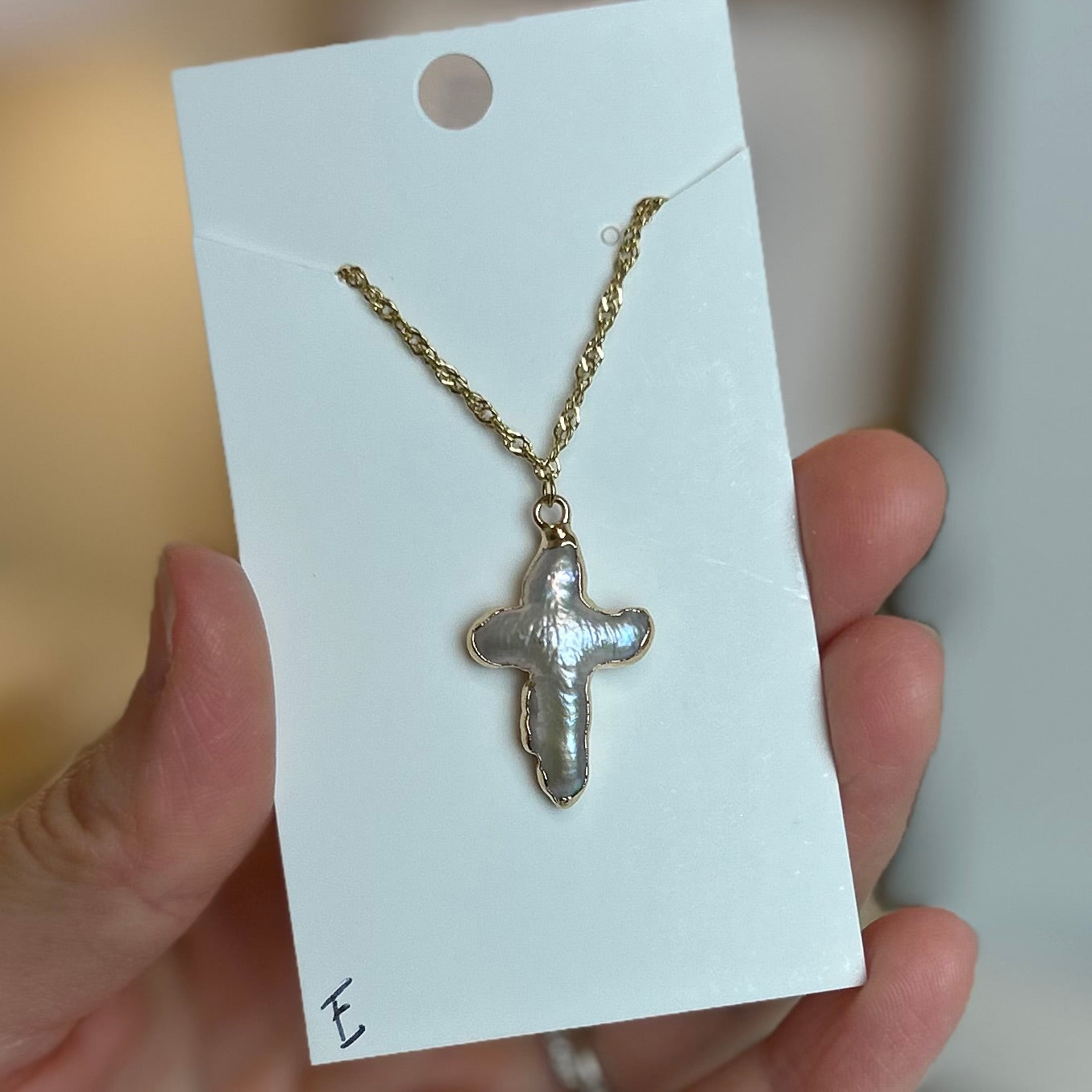 Pearl Cross Dainty Twist Necklace