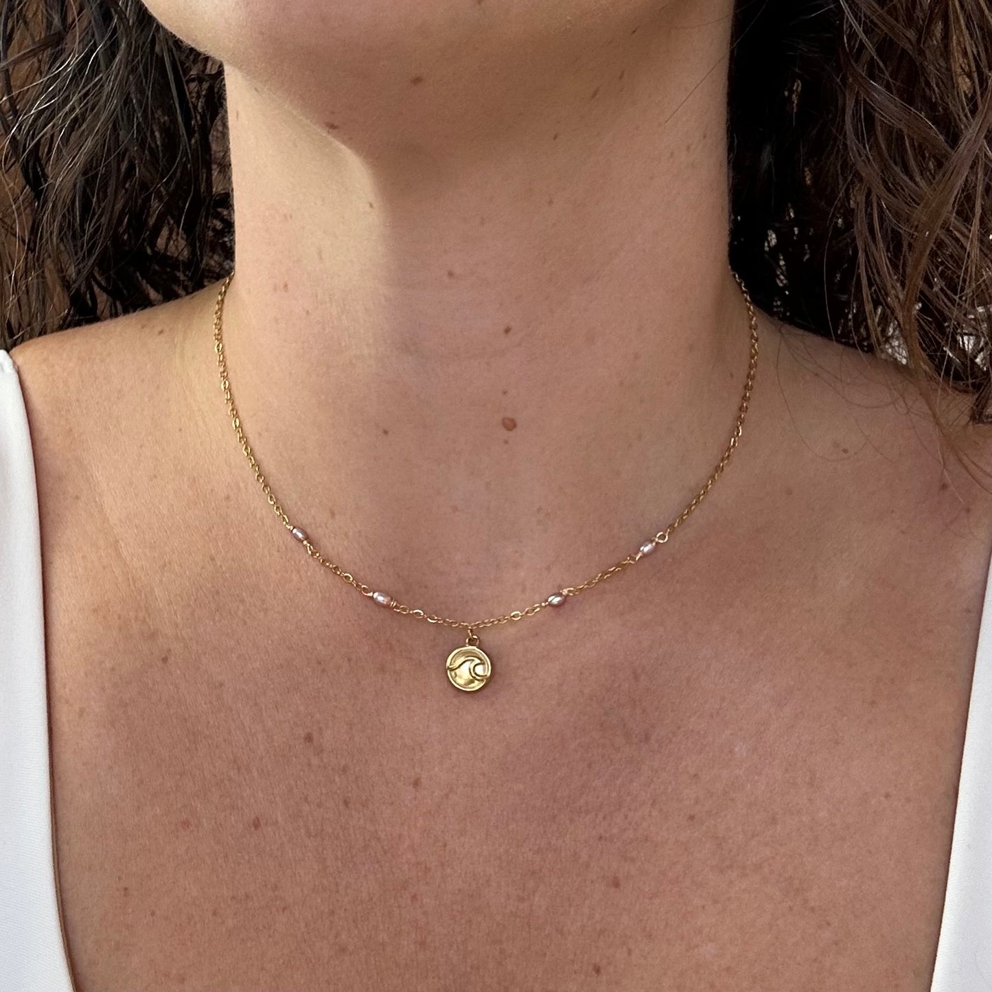 Dainty Pearl Charm Necklace