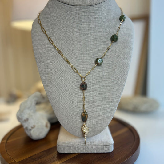 Asymmetrical Stone Murex Shell Necklace