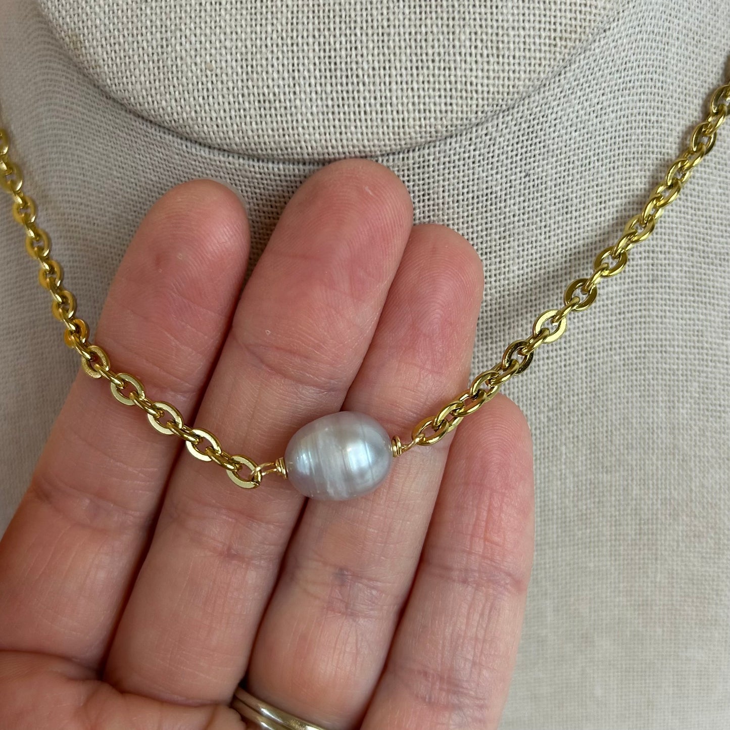 Lavender Pearl Rolo Necklace