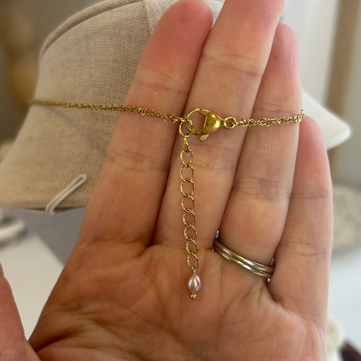 Cowrie Shell & Pearl Bar Necklace