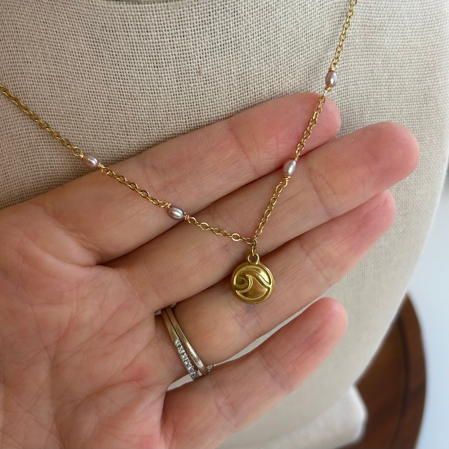Dainty Pearl Charm Necklace