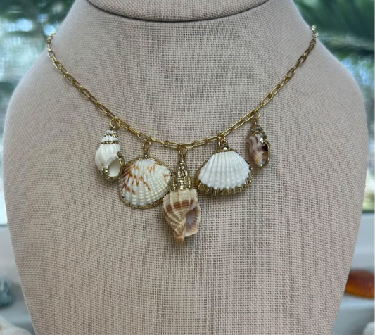 Seashell Variety Dainty Gold Necklace Handmade