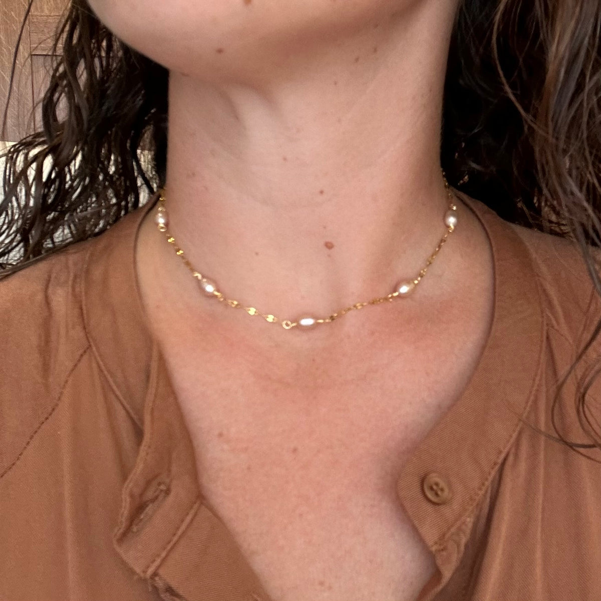 Pink Pearl Beaded Choker Necklace