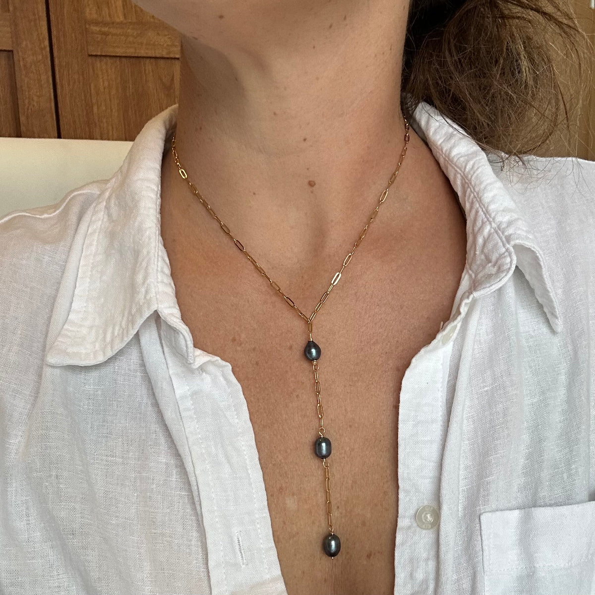 Pearl Plunge Drop Necklace