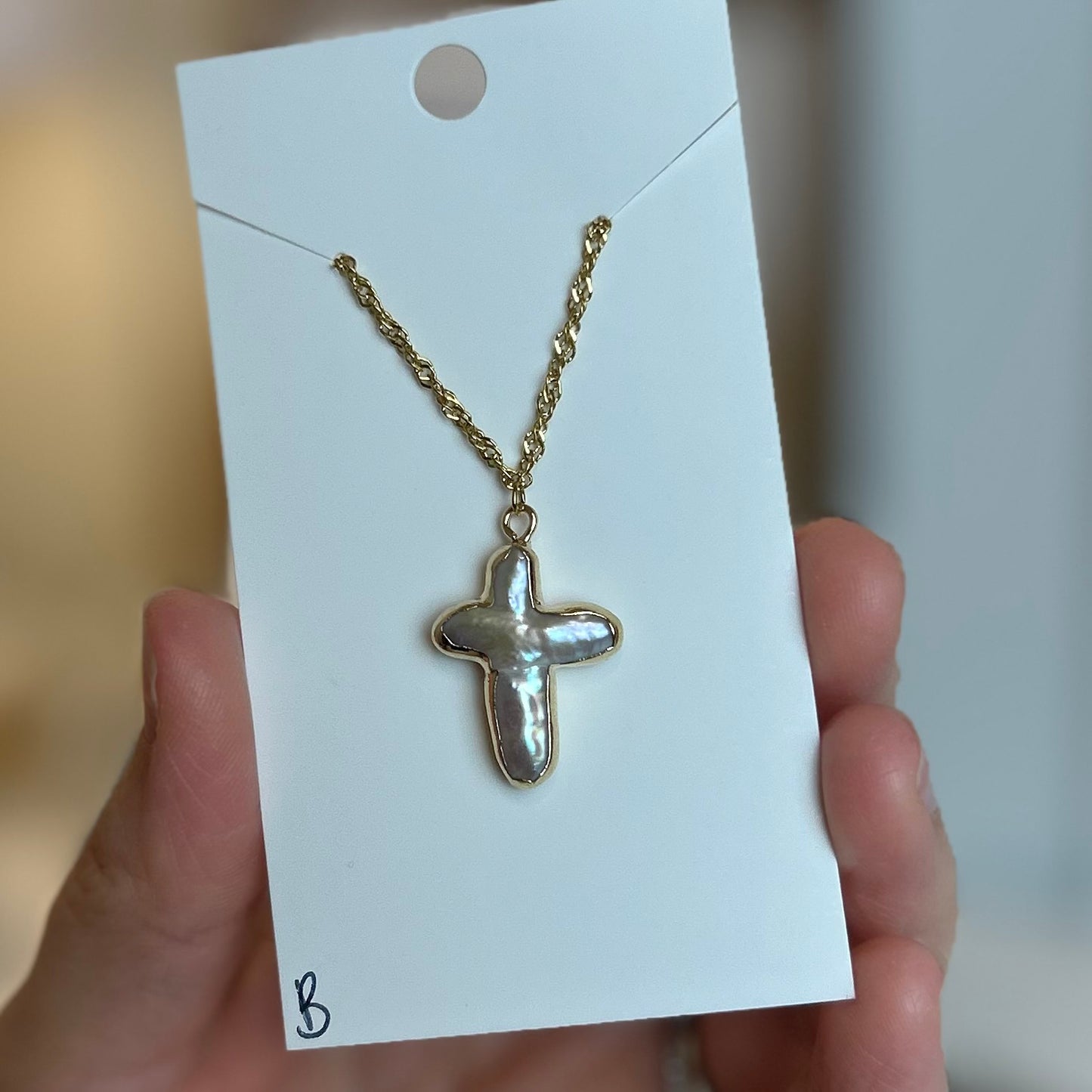 Pearl Cross Dainty Twist Necklace