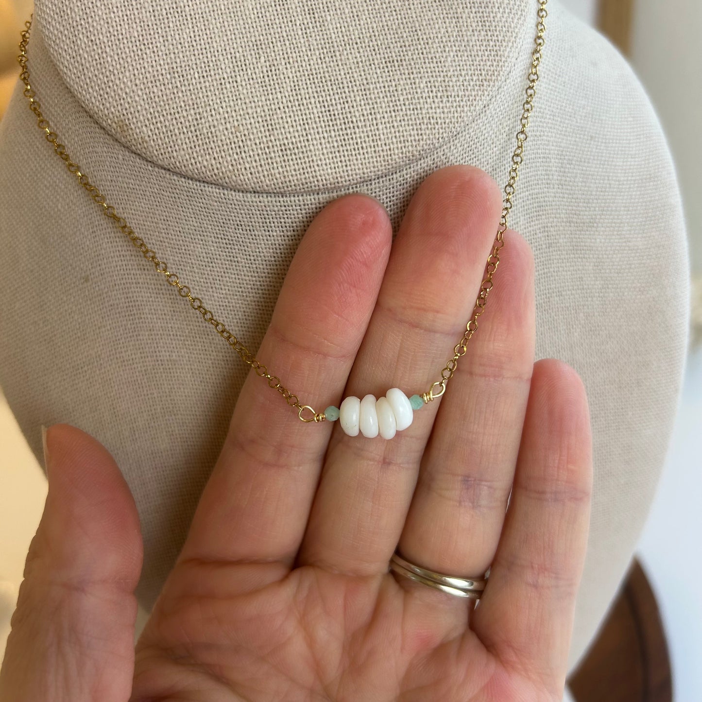 Puka Shells & Stone Dainty Choker Necklace