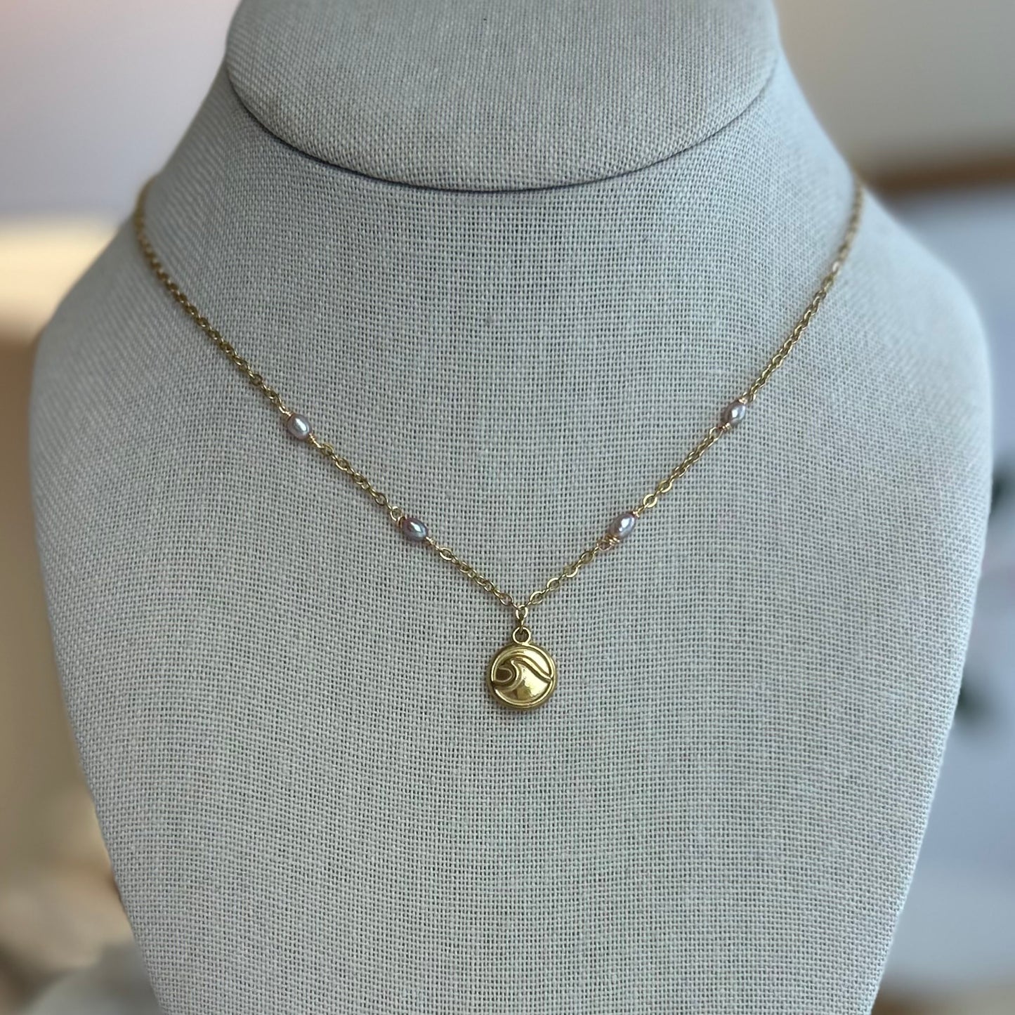 Dainty Pearl Charm Necklace